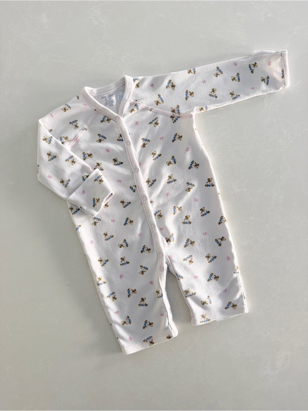 Ralph Lauren Baby Polo Bear Cotton Romper • Size 6M